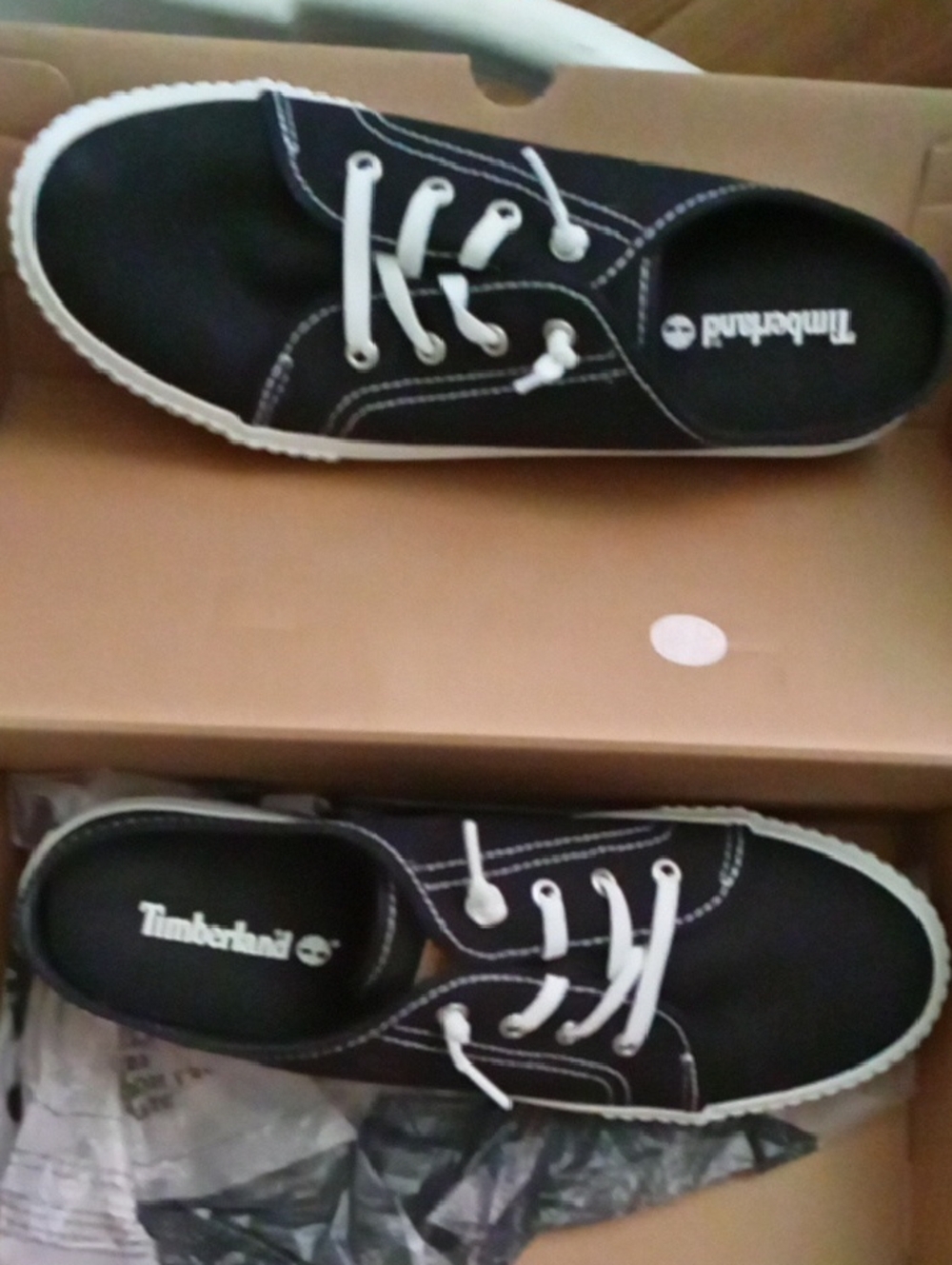 Timberland Black Canvas Low-Top Sneakers with White Trim